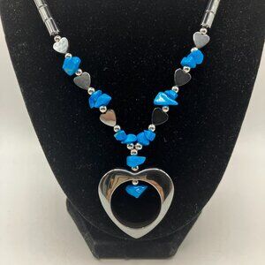 Hematite Turquoise Necklace 21 inch Necklace + extender Handmade New